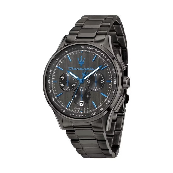 Orologio cronografo Maserati Dark Edition 42 mm in acciaio da uomo MISURA UNICA