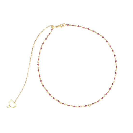 Collana girocollo Maman et Sophie in argento pvd oro rubino MISURA UNICA
