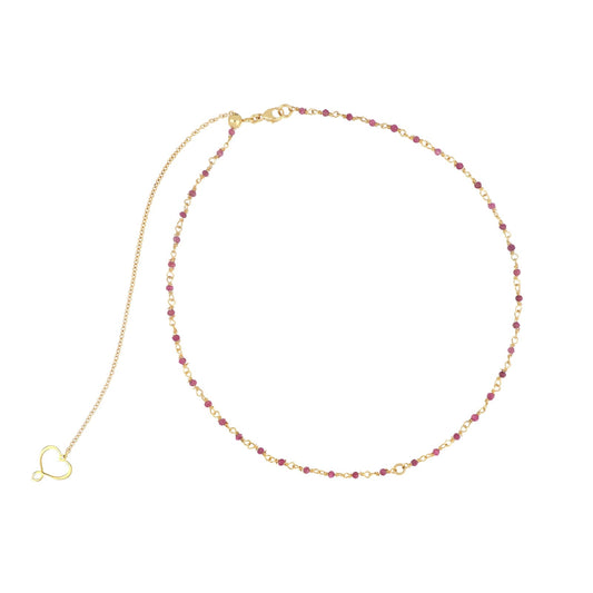Collana girocollo Maman et Sophie in argento pvd oro rubino MISURA UNICA
