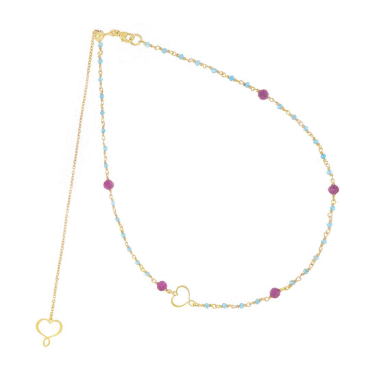 Collana Maman et Sophie Rosari in argento dorato con apatite MISURA UNICA