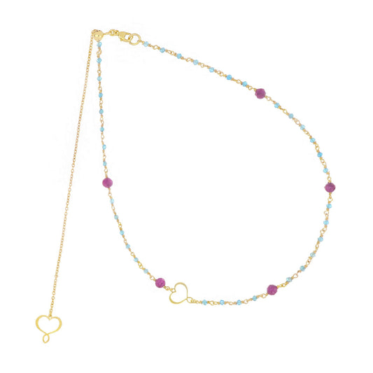 Collana Maman et Sophie Rosari in argento dorato con apatite MISURA UNICA