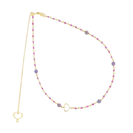 Collana Maman et Sophie Rosari in argento dorato pietre viola MISURA UNICA