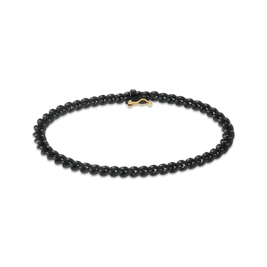 Bracciale catena Mano J in titanio nero con oro 18kt 18,5 cm