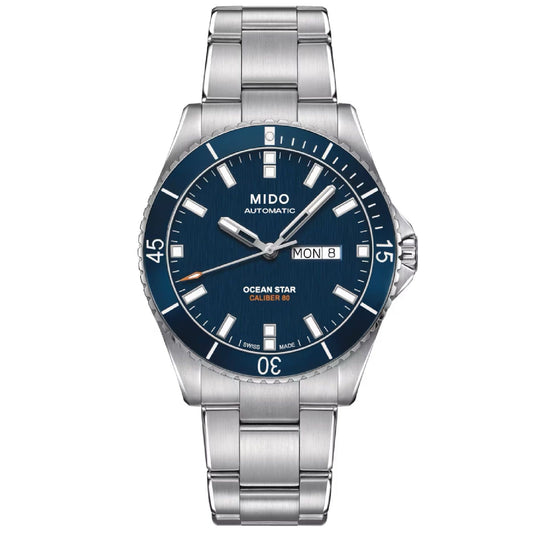 Orologio automatico acciaio Mido Ocean Star 200 uomo argento e blu, datario M0264301104100-1