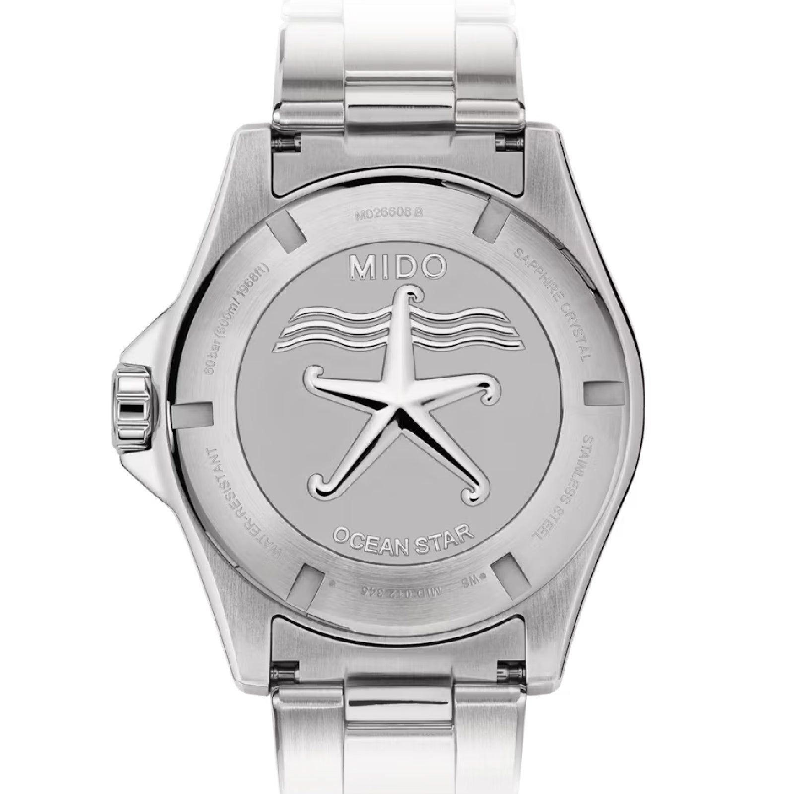 Orologio crono Mido Ocean Star 600 uomo acciaio argento blu datario riserva 80H M0266081104101-2