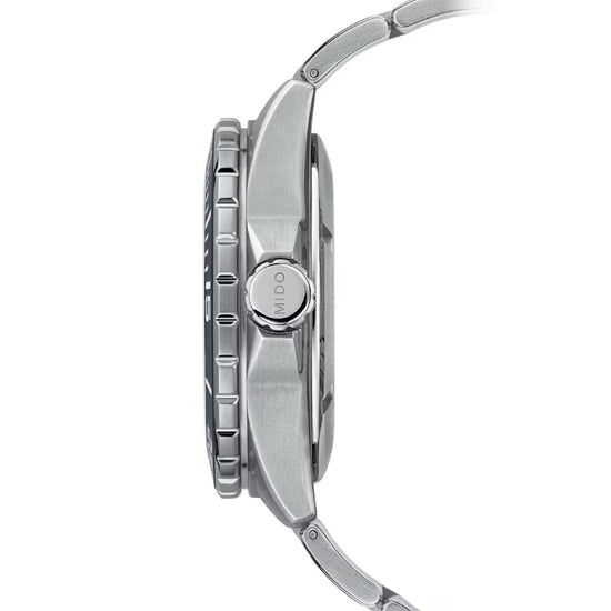 Orologio crono Mido Ocean Star 600 uomo acciaio argento blu datario riserva 80H M0266081104101-3