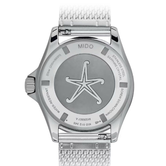 Orologio uomo automatico Mido acciaio, blu maglia Milano, datario riserva 80H M0268071104101-3