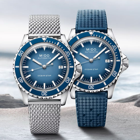 Orologio uomo automatico Mido acciaio, blu maglia Milano, datario riserva 80H M0268071104101-6