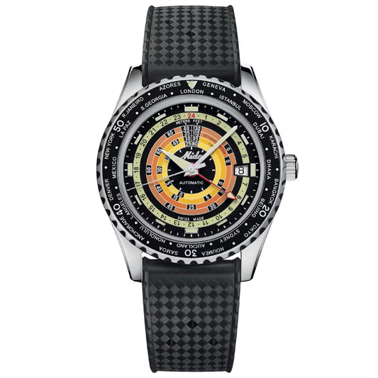 Orologio uomo automatico Mido Worldtimer acciaio gomma nero riserva 80H M0268291705100-1