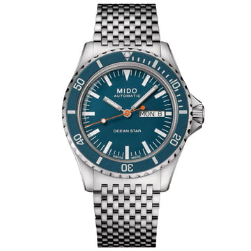 Orologio automatico Mido uomo acciaio quadrante blu datario riserva 80H M0268301104100-1