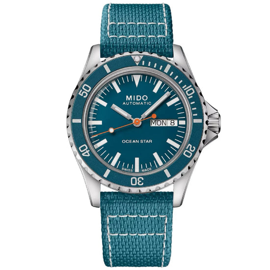 Orologio automatico Mido uomo acciaio quadrante blu datario riserva 80H M0268301104100-2