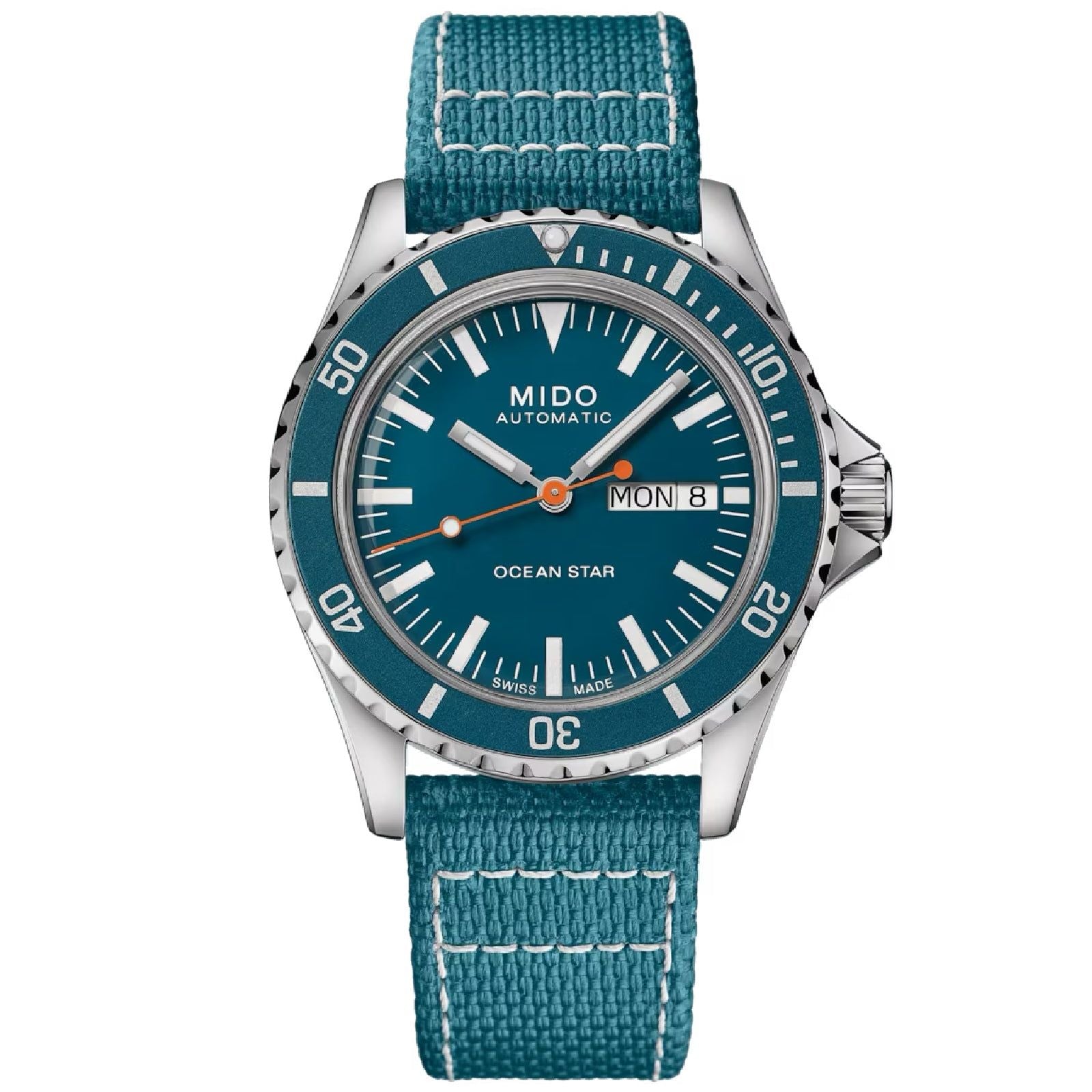 Orologio automatico Mido uomo acciaio quadrante blu datario riserva 80H M0268301104100-2
