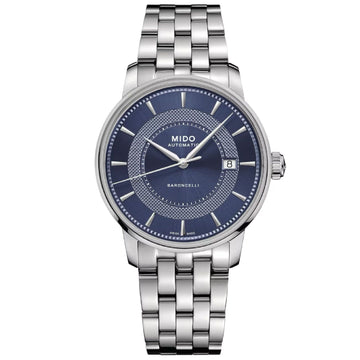 Orologio automatico uomo Mido Baroncelli acciaio quadrante blu cassa 39mm M0374071104101-1