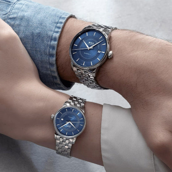 Orologio automatico uomo Mido Baroncelli acciaio quadrante blu cassa 39mm M0374071104101-4