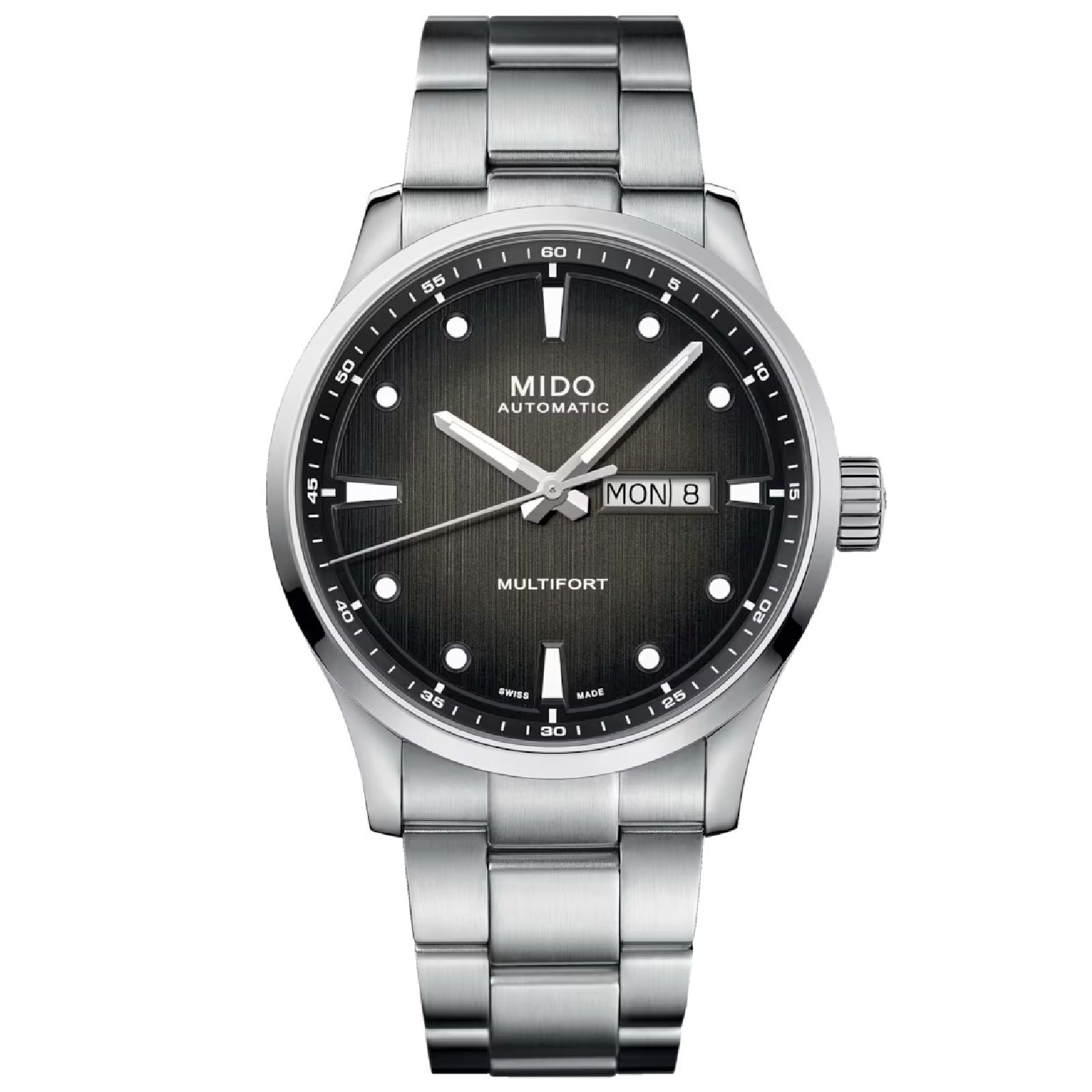 Orologio automatico Mido Multifort M uomo acciaio, nero datario riserva 80H M0384301105100-1