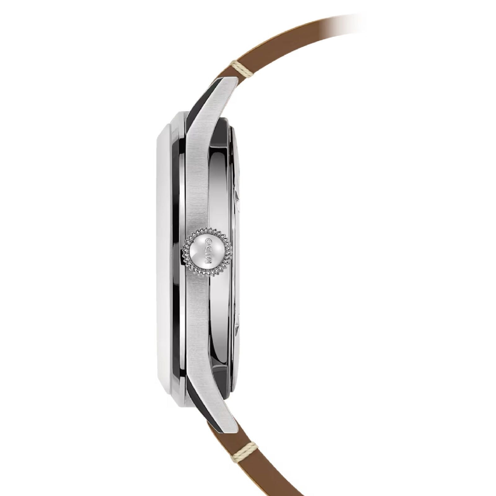 Orologio automatico Mido Multifort uomo acciaio e pelle marrone, datario, riserva 80H M0404071604000-3
