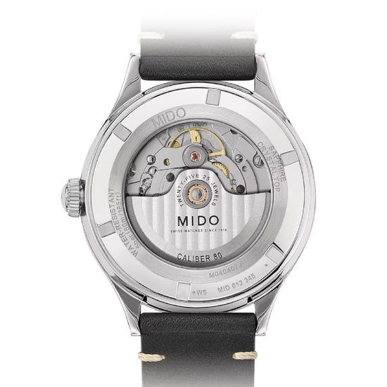 Orologio automatico Mido Multifort uomo acciaio e pelle nero, datario, riserva 80H M0404071606000-2