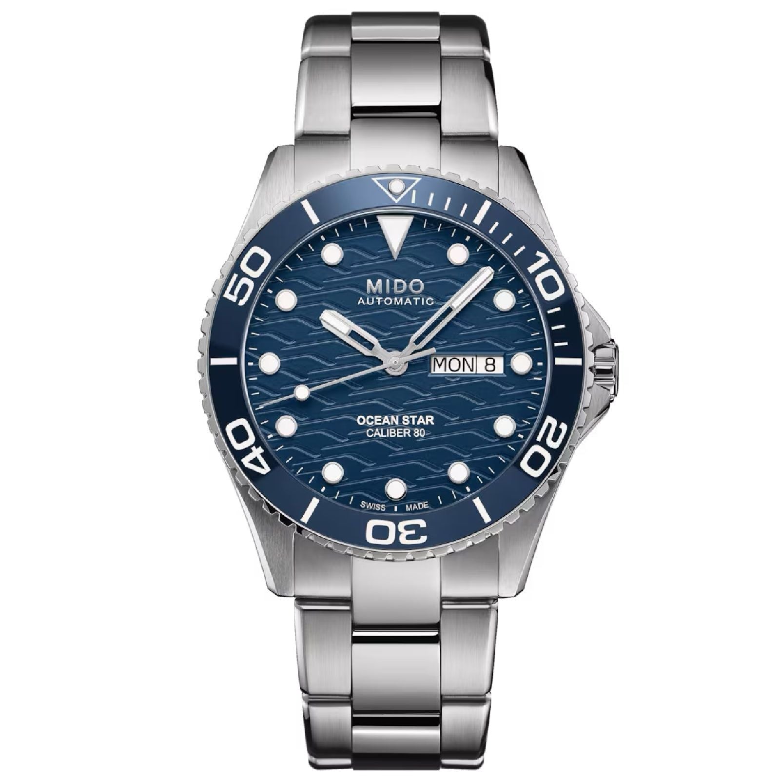 Orologio automatico Mido uomo acciaio blu ceramica datario riserva 80H M0424301104100-1