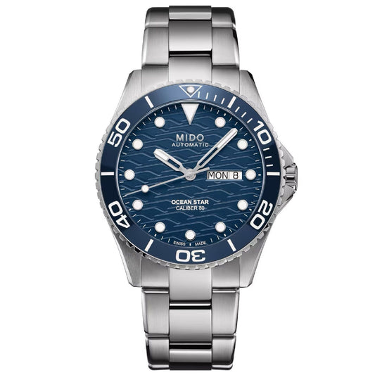 Orologio automatico Mido uomo acciaio blu ceramica datario riserva 80H M0424301104100-1