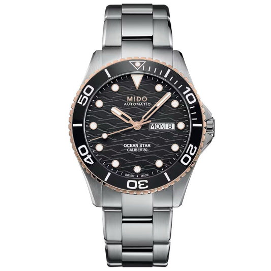 Orologio automatico Mido uomo acciaio nero ceramica datario riserva 80H M0424302105100-1