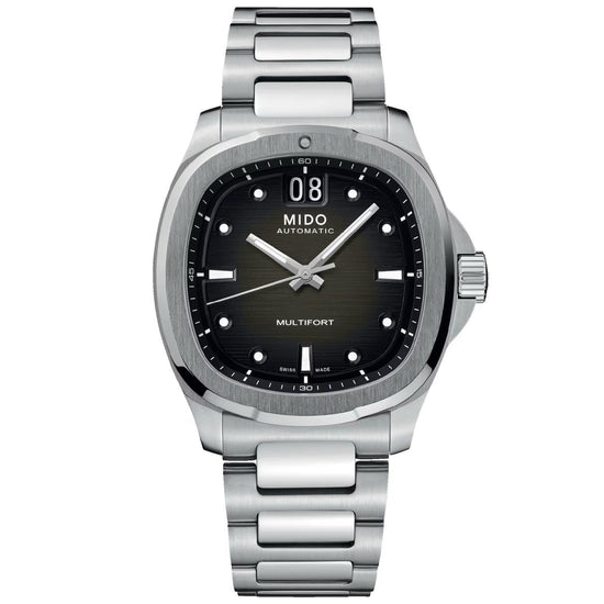 Orologio automatico Mido Multifort TV Big Date uomo acciaio grigio datario riserva 80H M0495261108100-1