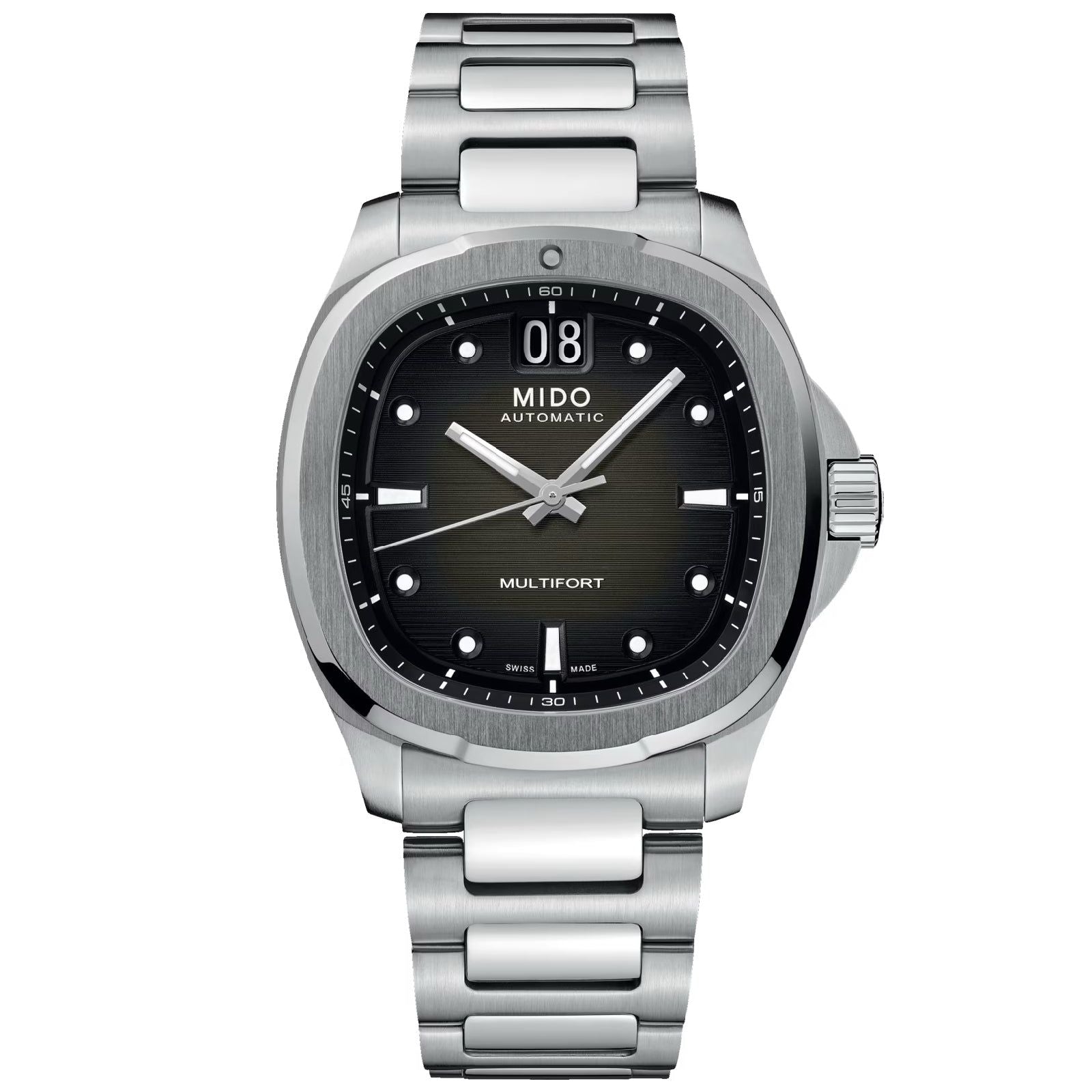 Orologio automatico Mido Multifort TV Big Date uomo acciaio grigio datario riserva 80H M0495261108100-1