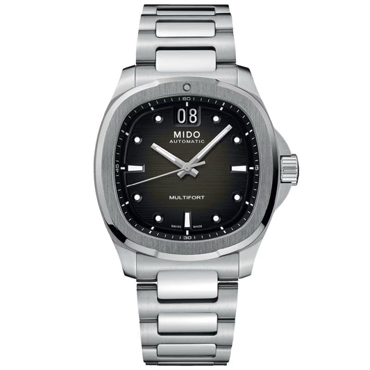 Orologio automatico Mido Multifort TV Big Date uomo acciaio grigio datario riserva 80H M0495261108100-1