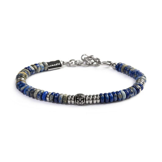 Bracciale da uomo Marlù elementi in lapis blu e in acciaio Regolabile 18-21,5 cm