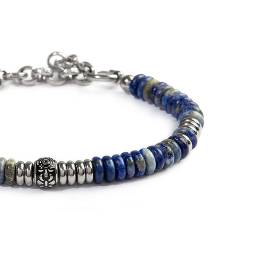 Bracciale da uomo Marlù elementi in lapis blu e in acciaio Regolabile 18-21,5 cm