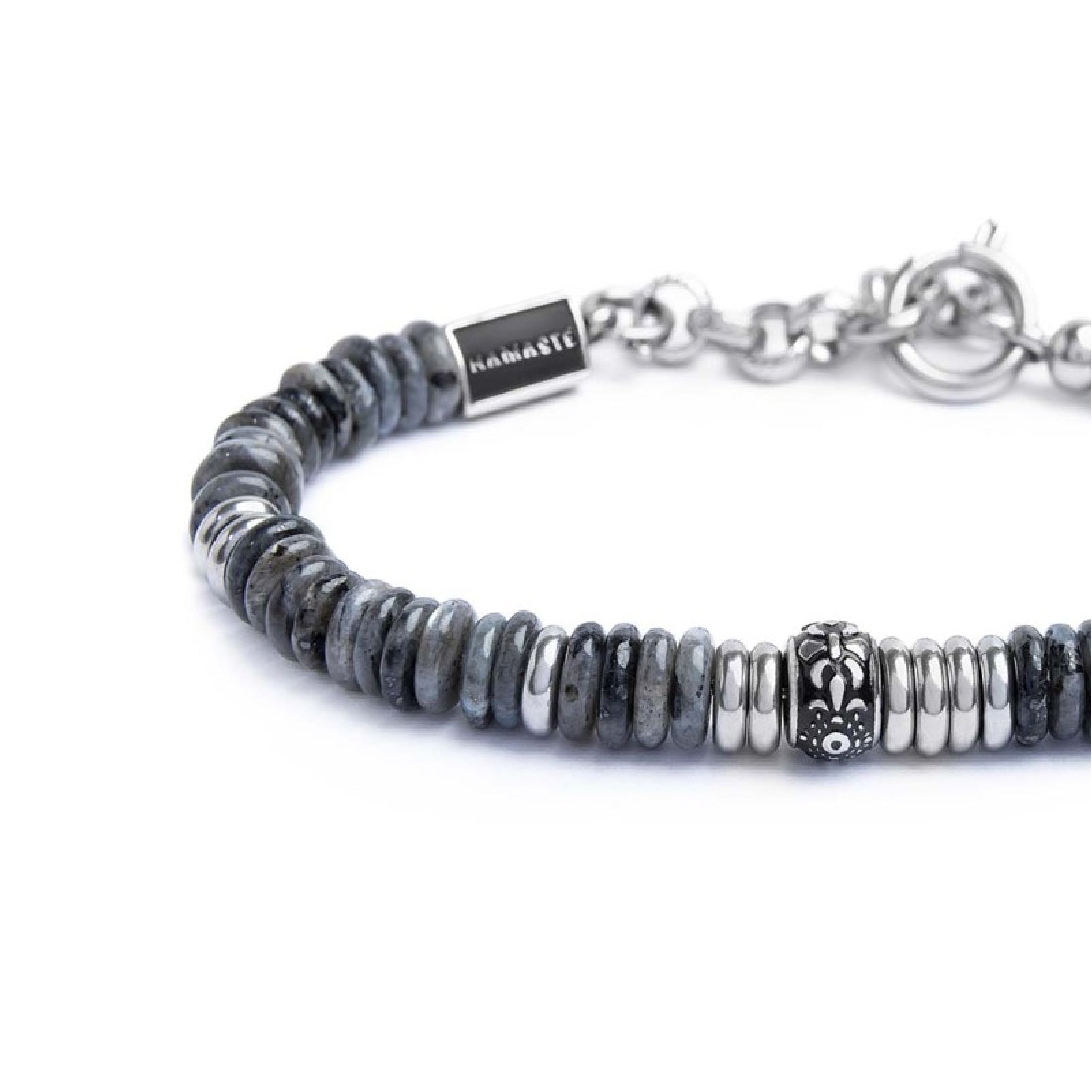 Bracciale da uomo Marlù elementi in occhio tigre e in acciaio Regolabile 18-21,5 cm