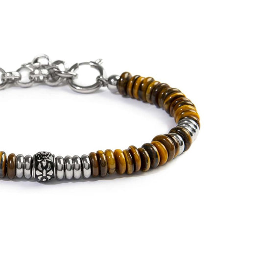 Bracciale da uomo Marlù elementi in occhio tigre e in acciaio
