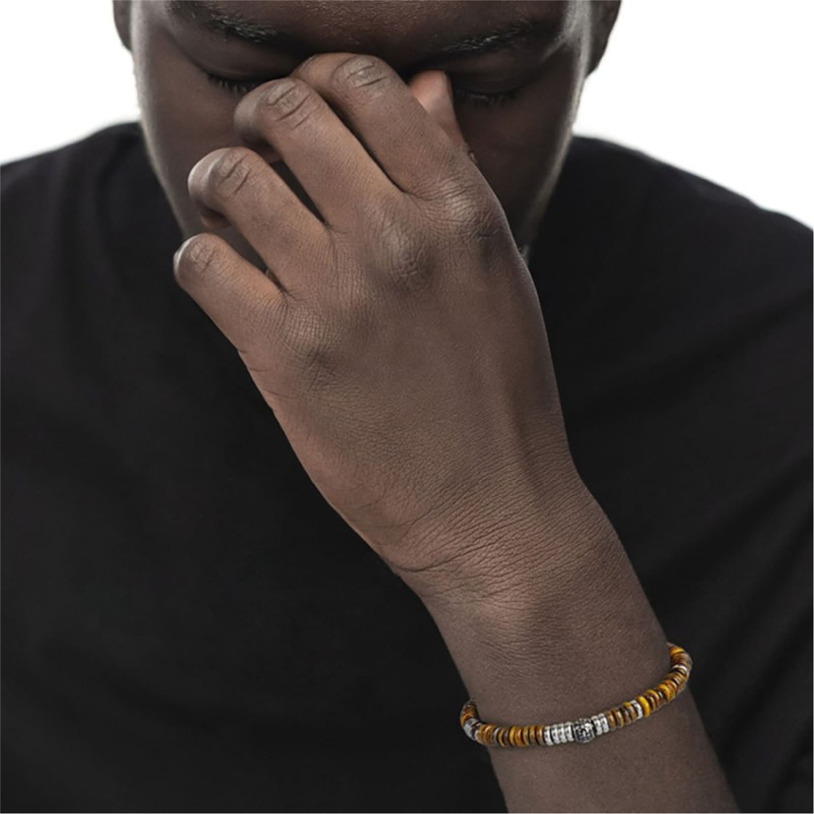 Bracciale da uomo Marlù elementi in occhio tigre e in acciaio