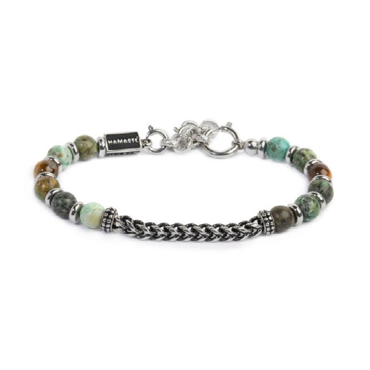 Bracciale uomo Marlù sfere in pietra e acciaio con catena Regolabile 18-21,5 cm