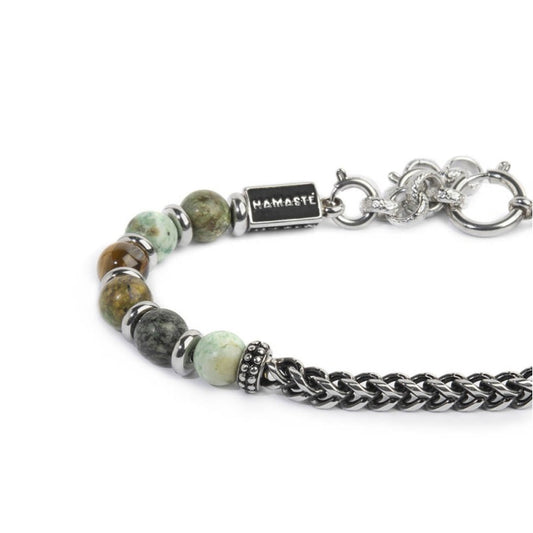 Bracciale uomo Marlù sfere in pietra e acciaio con catena Regolabile 18-21,5 cm