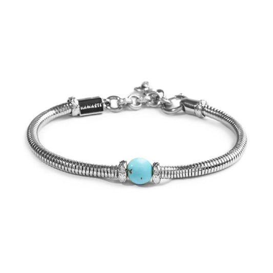 Bracciale uomo catena snake Marlù in acciaio con turchese Regolabile 18-21,5 cm