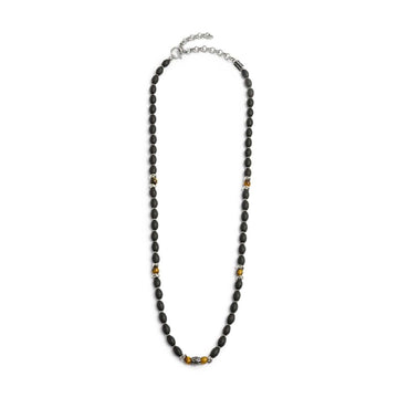 Collana Marlù in acciaio onice nera e sfere occhio di tigre MISURA UNICA
