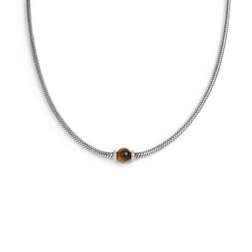 Collana uomo catena snake Marlù in acciaio e occhio di tigre MISURA UNICA