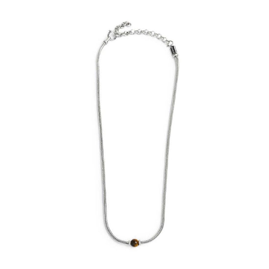 Collana uomo catena snake Marlù in acciaio e occhio di tigre MISURA UNICA