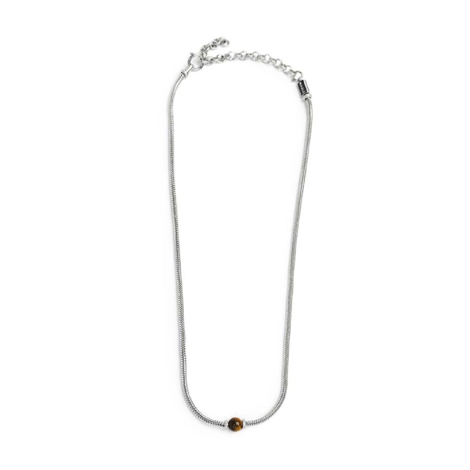 Collana uomo catena snake Marlù in acciaio e occhio di tigre MISURA UNICA