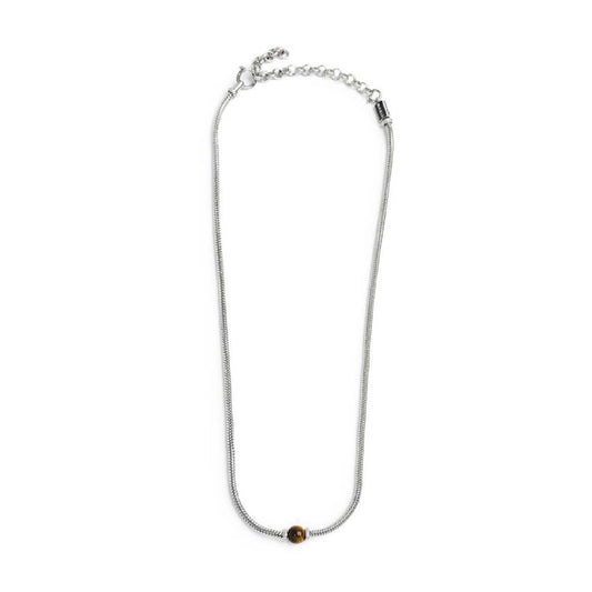 Collana uomo catena snake Marlù in acciaio e occhio di tigre MISURA UNICA