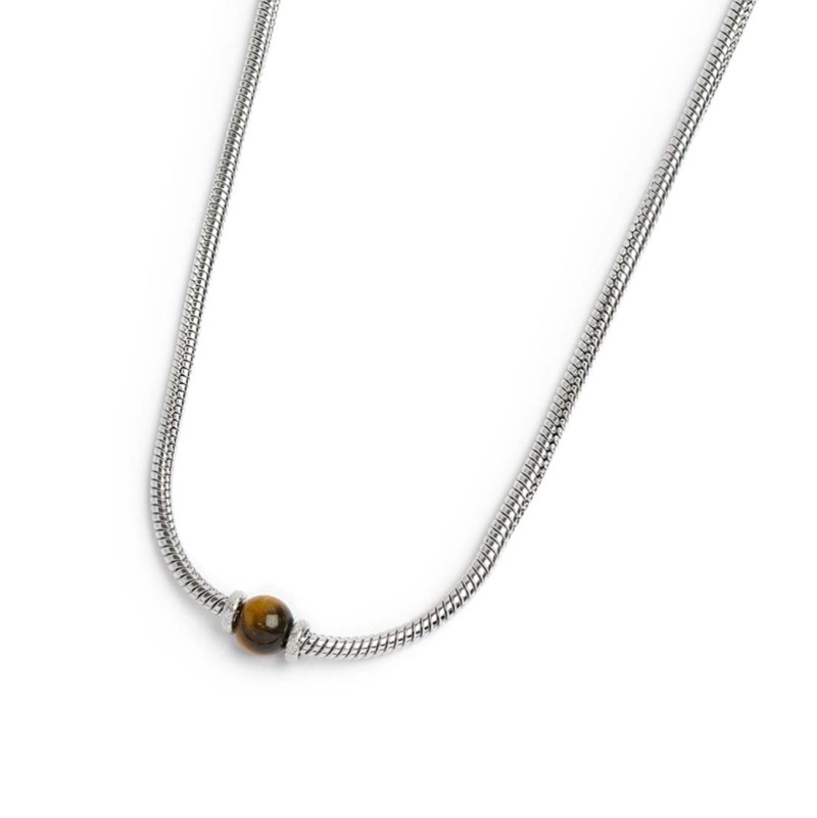 Collana uomo catena snake Marlù in acciaio e occhio di tigre MISURA UNICA