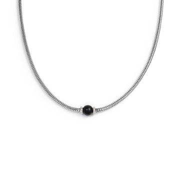 Collana uomo catena snake Marlù in acciaio con sfera onice MISURA UNICA