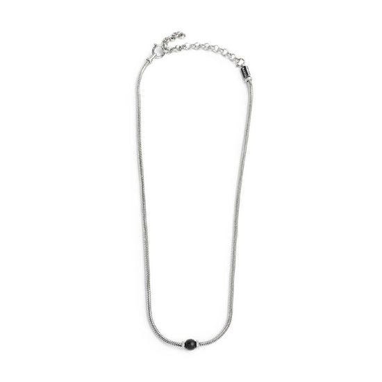 Collana uomo catena snake Marlù in acciaio con sfera onice MISURA UNICA