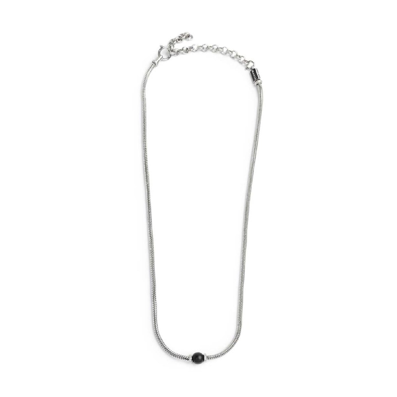 Collana uomo catena snake Marlù in acciaio con sfera onice MISURA UNICA