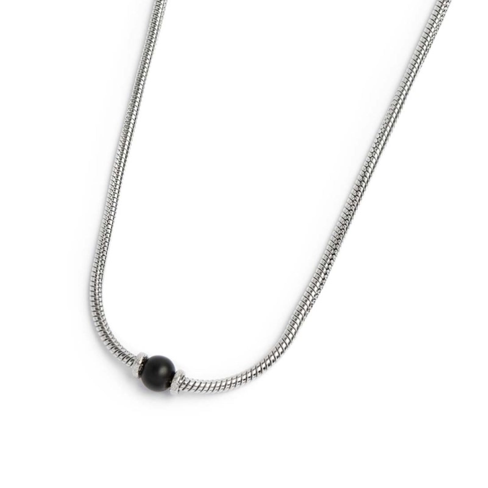 Collana uomo catena snake Marlù in acciaio con sfera onice MISURA UNICA