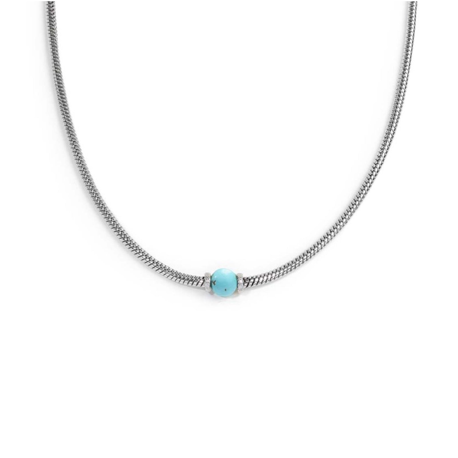Collana uomo catena snake Marlù in acciaio con turchese MISURA UNICA