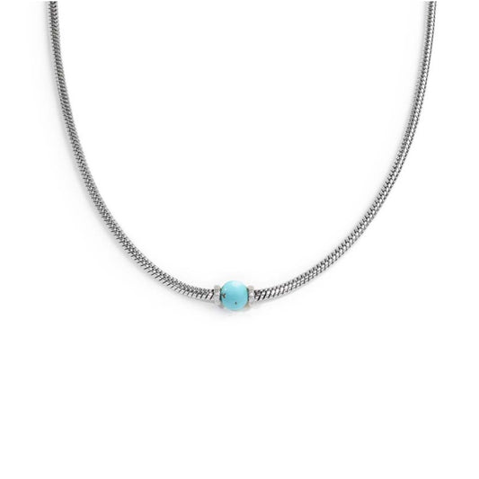 Collana uomo catena snake Marlù in acciaio con turchese MISURA UNICA