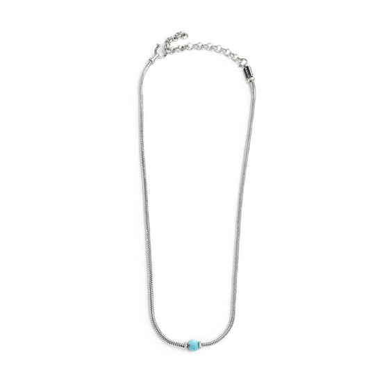 Collana uomo catena snake Marlù in acciaio con turchese MISURA UNICA