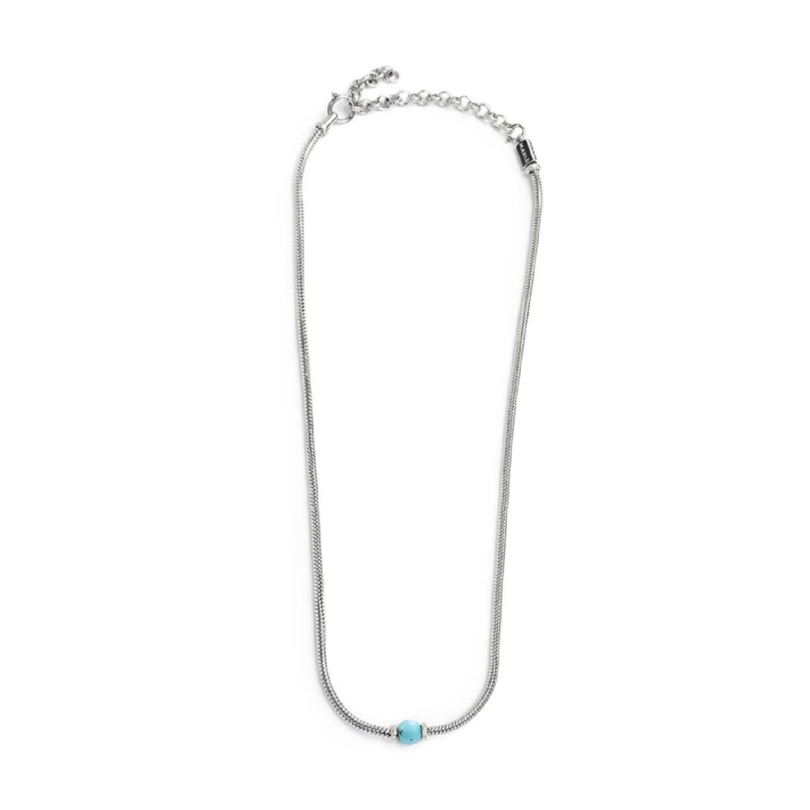Collana uomo catena snake Marlù in acciaio con turchese MISURA UNICA