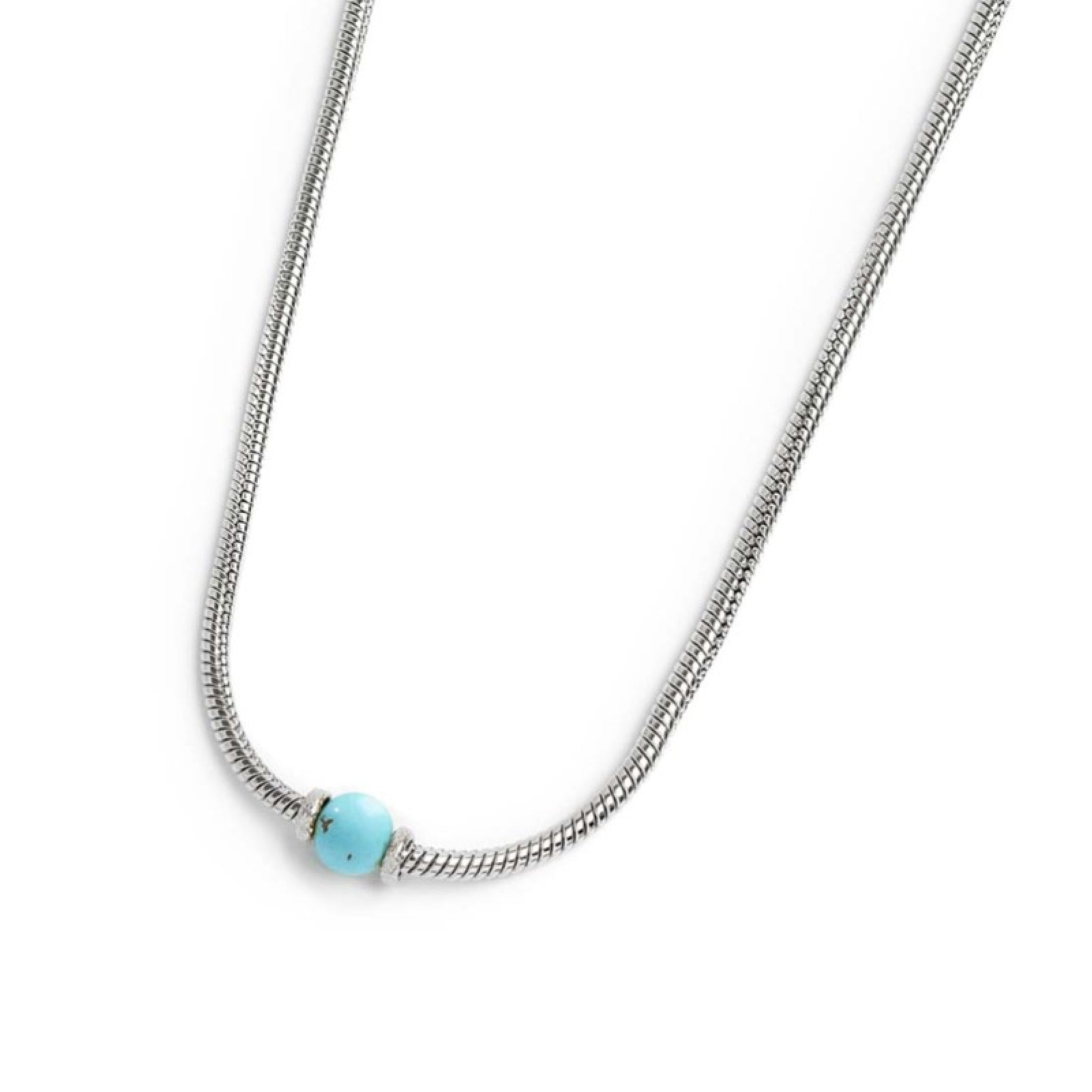 Collana uomo catena snake Marlù in acciaio con turchese MISURA UNICA